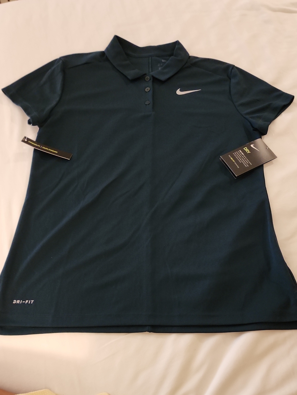 Nike Polo Shirt in Dark Teal with White Swoosh